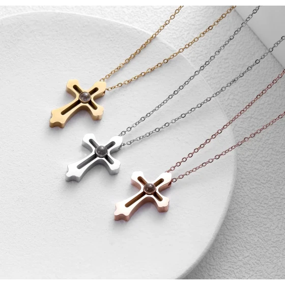 Cross Photo Projection Necklace