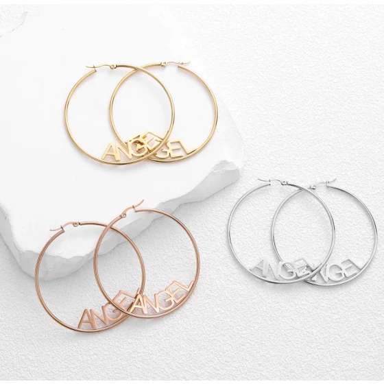 Curved Round Hoop Earrings