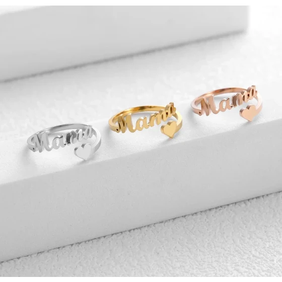 Single Name Heart Ring