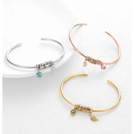 Engraved Bead Bangle